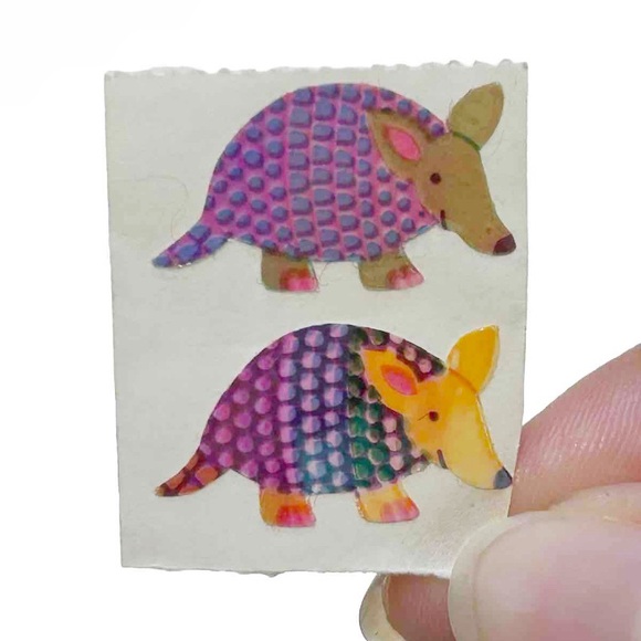 Vintage Sandylion Iridescent Shiny Multicolour Armadillo Stickers Rainbow Animal - Picture 3 of 10